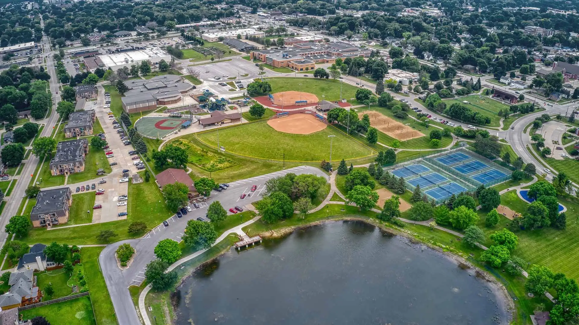 Aerial view of Ankeny, Iowa suburbs.