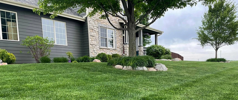 Serviced lawn in Bondurant, IA.